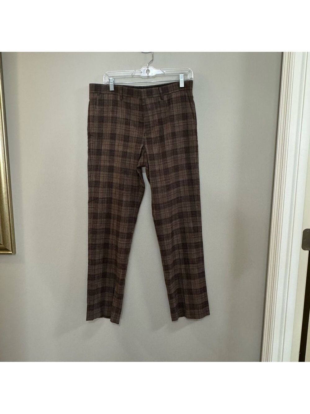 Men's Murano Alex Slim Fit Ulti Modern Comfort Plaid Pants. Size 32x30
